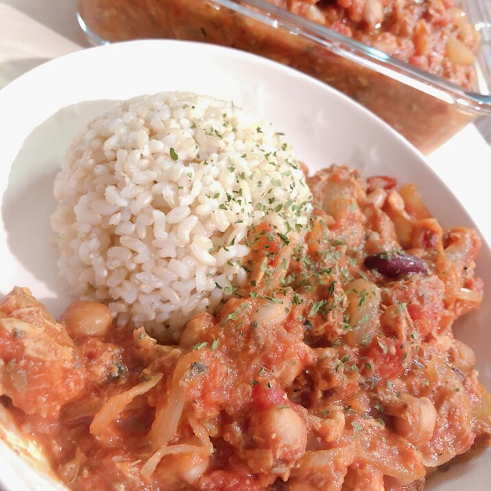 さば缶と豆のトマト煮⭐️